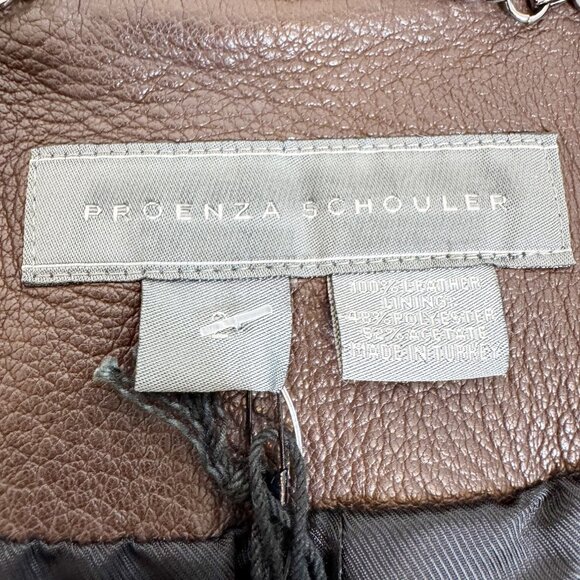 Proenza Schouler Roll Collar Brown Leather Jacket | Size 2 | NWT Color Variation - Picture 8 of 16